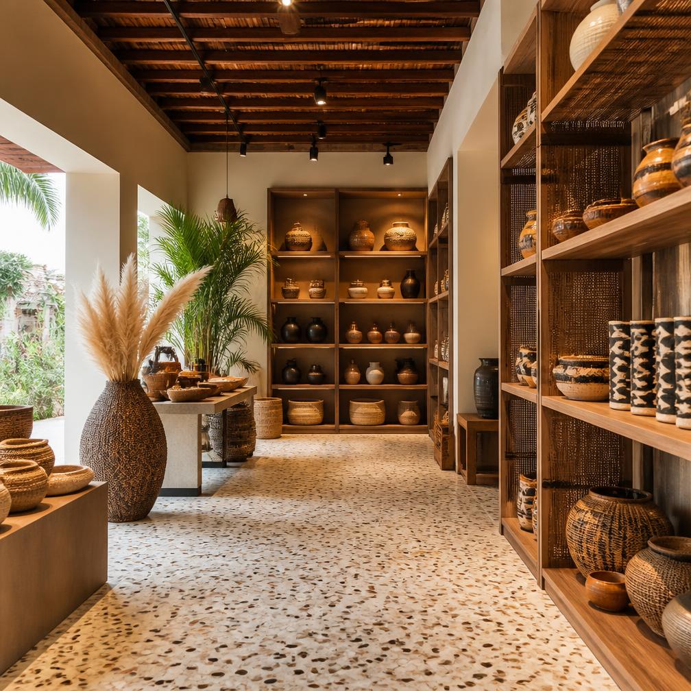 Interior de loja contemporânea com iluminação técnica